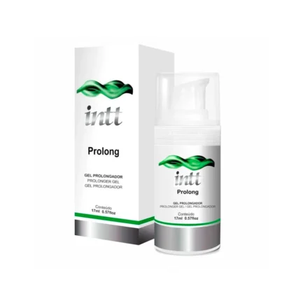 Gel prolongador de ereção, na foto é apresentado um produto chamado Prolong da marca INTT, seu efeito é retardar o orgasmo, prologando assim a ereção e o prazer sexual,