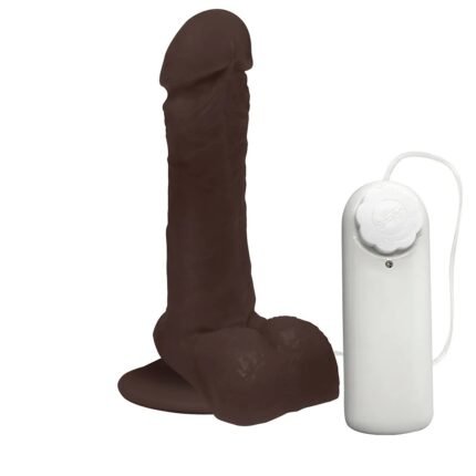 Pênis de Borracha Ares com Escroto, Vibrador e Ventosa 15 x 4cm, Marrom