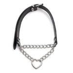 🖤 Coleira Choker Couro e Corrente Heart – Estilo e Submissão - Imagem 3