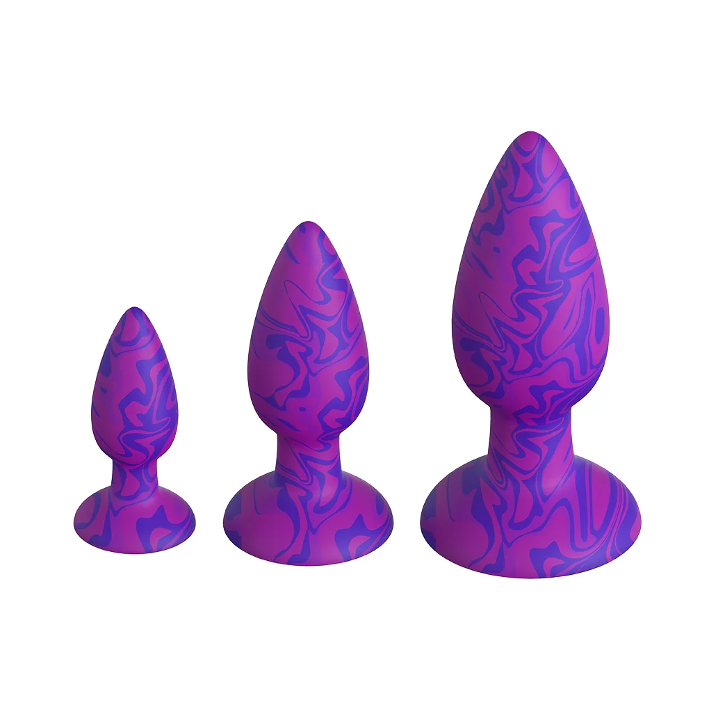 imgi_11_6sa65sa-pegpty1vku 🟣 Kit Plug Anal Trainer Silicone Líquido com Ventosa – 3 Tamanhos (Fluorescente) - Imagem 1