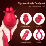 🌹 Vibrador Rosa 3 em 1 – Língua Dupla e Bullet Vai e Vem - Imagem 11