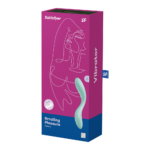 Embalagem traseira do vibrador de ponto G Satisfyer Rrrolling Pleasure destacando suas funções