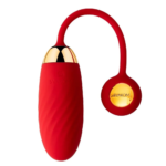 Bullet Ella Neo Svakom vermelho com controle externo e detalhes luxuosos em dourado