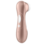 Detalhe dos botões de controle de intensidade mais e menos do vibrador Satisfyer Pro 2