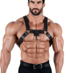 Harness Peitoral Masculino em Couro com Argolas - Imagem 5