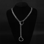 ⛓️ Coleira BDSM de Corrente Estilo Gravata com 2 Corações - Imagem 7