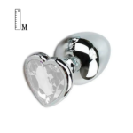 🩶 Plug Anal de Metal Médio com Joia Coração - prata