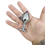 🩶 Plug Anal de Metal Médio com Joia Coração - prata - Imagem 2