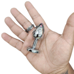 🩶 Plug Anal de Metal Pequeno com Joia Coração - Prata - Imagem 2