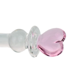 Plug Anal de Vidro Cristal com Base Coração Rosa - Imagem 3