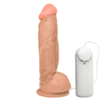 Pênis Realístico Feito em PVC Flexível com Escroto, Vibrador e Ventosa King 19 x 5cm Bege - Imagem 4