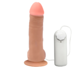 Pênis de Borracha Hefesto com Escroto, Vibrador e Ventosa 17 x 4cm Bege - Imagem 8