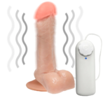 Pênis de Borracha Ares com Escroto, Vibrador e Ventosa 15 x 4cm, Bege - Imagem 6