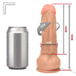 Pênis Realístico Feito em PVC Flexível com Escroto, Vibrador e Ventosa King 19 x 5cm Bege - Imagem 2