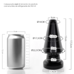 Plug Anal "Vulcão" em PVC Flexível Macio com Base Firme e Formato Cônico 17,5 x 7cm Preto - Imagem 3