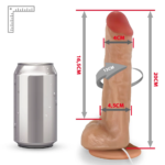 Pênis de Borracha Eros com Escroto, Vibrador e Ventosa 20 x 4,5cm Bege - Imagem 4