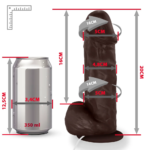 Pênis de Borracha Crono com Escroto, Vibrador e Ventosa 20x5cm - Marrom - Imagem 5