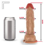 Pênis de Borracha Eros com Escroto, Vibrador e Ventosa 20 x 4,5cm Bege - Imagem 3