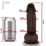 Pênis de Borracha Crono com Escroto, Vibrador e Ventosa 20x5cm - Marrom - Imagem 4