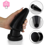 Plug Anal "Vulcão" em PVC Flexível Macio com Base Firme e Formato Cônico 17,5 x 7cm Preto - Imagem 8