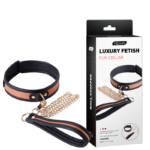 Coleira Fetichista com Guia de Corrente e Puxador Luxury