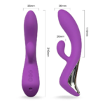 Esquema técnico com medidas detalhadas do Vibrador Demons: 21cm de comprimento total, 11,8cm de área de penetração e larguras em milímetros