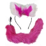 Kit Furry Gata Manhosa: Plug M em Metal com Rabo Rosa + Tiara de Orelhinhas 😻🎀✨