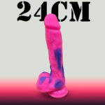 Prótese Realista Rosa Neon 24cm com Ventosa: Prazer GG e Mãos Livres