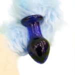 Plug de Vidro Azul com Rabo Felpudo (Tam. M) - Imagem 3