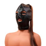 Capuz Fetiche Anatômico em PU com Rabo de Cavalo