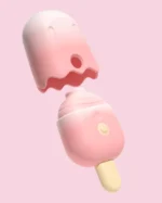 Sugador e estimulador de clitóris Ice Lolly Lilo com a tampa de picolé removida mostrando o bocal de sucção