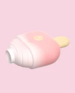 Estimulador de clitóris Ice Lolly Lilo recarregável deitado mostrando detalhes do design de silicone macio.