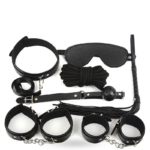 Kit Bondage BDSM 8 Peças em Couro Sintético Completo